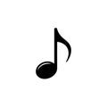 Single Black Eighth Note on White Background, Simple Music Notation Design Royalty Free Stock Photo