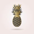 Single black and golden abstract pineapple icon