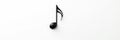 Single black musical note, stark white backdrop, clef, minimalist Royalty Free Stock Photo