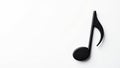 Single black musical note, stark white background, image, musical Royalty Free Stock Photo