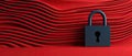 A single black padlock on a wavy red background Royalty Free Stock Photo