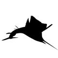 A single black silhouette jumping sailfish