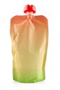 Single blank rainbow colored puree bag. Liquid container packaging isolated on white background Royalty Free Stock Photo