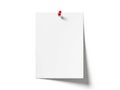 Single blank sheet of paper held by a red pushpin Royalty Free Stock Photo