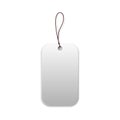 Single blank tag with tied thread isolated on white background