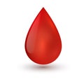 Single blood drop on white background.