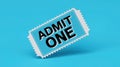 Admit One Ticket for Event or Show on Solid Bright Blue Background Royalty Free Stock Photo