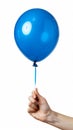 Single Blue Balloon with Elegant Ribbon on White Background. Generative ai