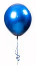 Single Blue Balloon with Elegant Ribbon on White Background. Generative ai