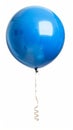 Single Blue Balloon with Elegant Ribbon on White Background. Generative ai