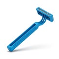 Blue Disposable Razor with Double Blades on White Background shaving grooming Royalty Free Stock Photo