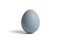 A single blue egg stands tall against a white background Royalty Free Stock Photo