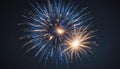 Single blue firework exploding, intense radiant detail, abstract, sky Royalty Free Stock Photo