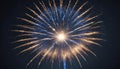 Single blue firework exploding, intense radiant detail, background, fireworks, power Royalty Free Stock Photo
