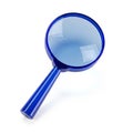 Blue Magnifying Glass with Transparent Lens and Handle on White Background image photo Royalty Free Stock Photo