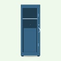 Single blue metal Lockers. Lockers in school or gym with silver handles and locks. Empty safe box with doors open, cupboard Royalty Free Stock Photo