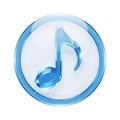 Blue musical note icon with glossy finish on a white background symbol Royalty Free Stock Photo