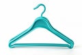 A single blue plastic hanger on a white background, perfect for use in e-commerce or product photography Royalty Free Stock Photo