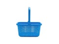 Single blue plastic shopping basket with handle Royalty Free Stock Photo