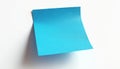 Single blue square sticky note on white background. Blank paper for writing messages or reminders. Adhesive note for office or Royalty Free Stock Photo
