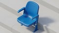 Empty Blue Stadium Seat With Armrests on Concrete Steps Royalty Free Stock Photo