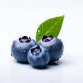 Infused Symbolism: Detailed 8k Photo Of Three Blueberries On White Background