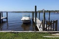 A Single Boat Docked in a Marina in Southport, NC