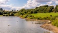 Single Boat by the Reservoir Royalty Free Stock Photo