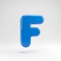 A single blue 3D rendered letter F with rounded edges on a white background alphabet Royalty Free Stock Photo