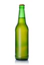 Single bottle of cold light beer with drops