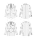 Single breasted and double breasted suit jacket vector template illustration set | white