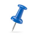 Blue Thumbtack with Silver Pin on White Background pushpin Royalty Free Stock Photo