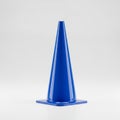 Bright Blue Traffic Cone with Square Base on a White Background safety cone road cone Royalty Free Stock Photo