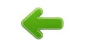 Shiny green left-pointing arrow icon on a white background direction Royalty Free Stock Photo