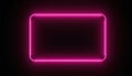 Single bright pink neon rectangle with rounded corners on black Royalty Free Stock Photo