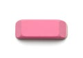 A single bright pink rectangular eraser with rounded edges sits on a clean white background Royalty Free Stock Photo