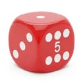 Red Dice Showing the Number 5 on a White Background game gambling Royalty Free Stock Photo