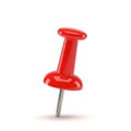 Bright Red Thumbtack with a Silver Metal Pin on a White Background pushpin Royalty Free Stock Photo