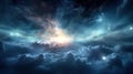 A Single Bright Star Shines Through Casting A Beam of Light on to a Turbulent Backdrop A Swirling Nebula Clouds of Thunderstorm AI