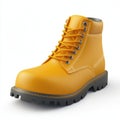 Stylish Yellow Work Boots with Laces, Durable Sole Royalty Free Stock Photo