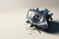 Single broken car headlight. Space for text. Royalty Free Stock Photo