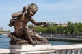 Bronze sculpture on a bridge, Paris, France, Europe