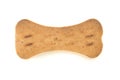 Single brown bone shaped dog treat isolated on a white background