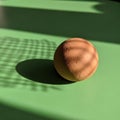 A single brown egg rests on a light green surface casting a soft shadow Royalty Free Stock Photo