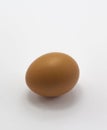 single brown egg on white background, free range egg copy space vertical Royalty Free Stock Photo