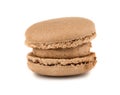 Single brown french macaroon cookie