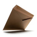 A Brown Kraft Paper Envelope Partially Open and Floating Against a White Background mail Royalty Free Stock Photo
