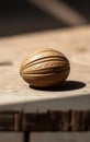 Single Brown Walnut on Wood Royalty Free Stock Photo