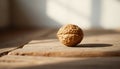 Single Brown Walnut on Wood Royalty Free Stock Photo