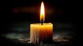 Single Burning Candle in Dark Room Royalty Free Stock Photo